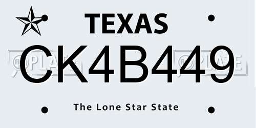 CK4B449 Texas License Plate