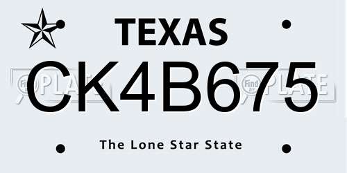 CK4B675 Texas License Plate