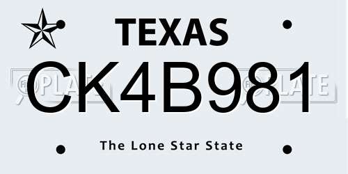 CK4B981 Texas License Plate