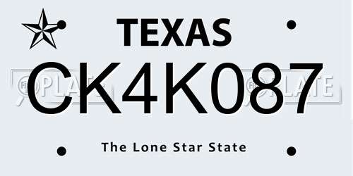 CK4K087 Texas License Plate