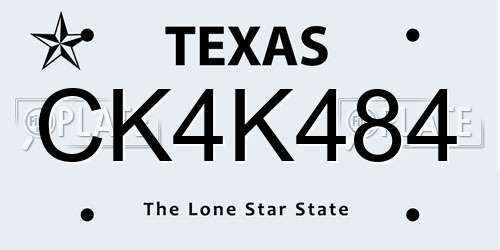 CK4K484 Texas License Plate