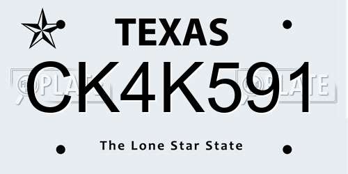 CK4K591 Texas License Plate