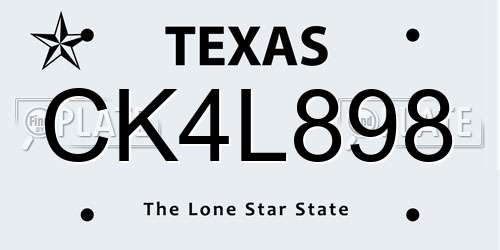 CK4L898 Texas License Plate
