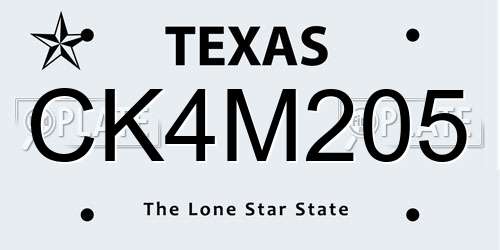 CK4M205 Texas License Plate