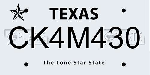 CK4M430 Texas License Plate
