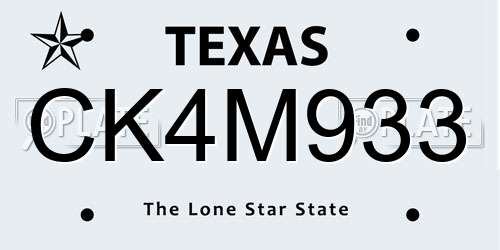 CK4M933 Texas License Plate