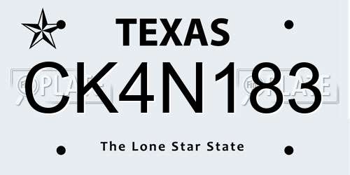 CK4N183 Texas License Plate