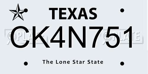 CK4N751 Texas License Plate