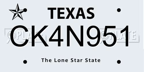 CK4N951 Texas License Plate