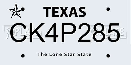 CK4P285 Texas License Plate