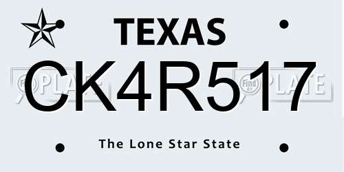CK4R517 Texas License Plate