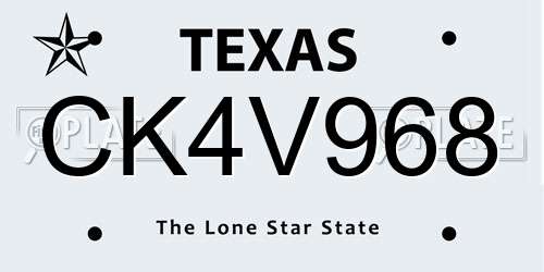 CK4V968 Texas License Plate