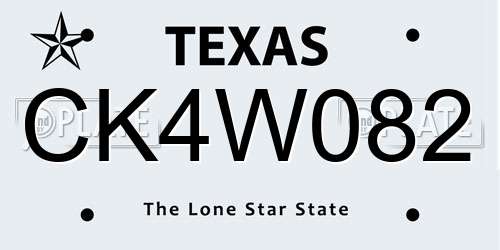 CK4W082 Texas License Plate