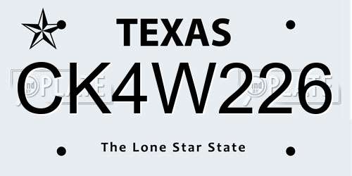 CK4W226 Texas License Plate