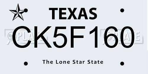 CK5F160 Texas License Plate