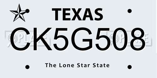 CK5G508 Texas License Plate