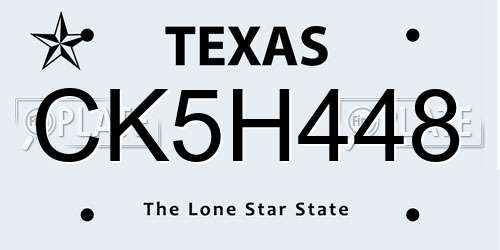 CK5H448 Texas License Plate