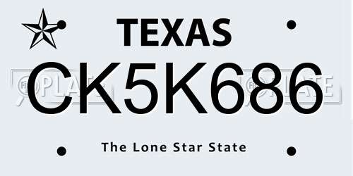 CK5K686 Texas License Plate