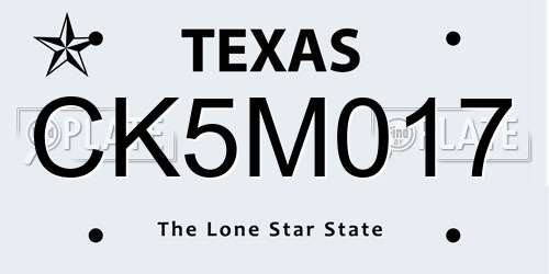 CK5M017 Texas License Plate