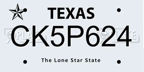 CK5P624 Texas License Plate