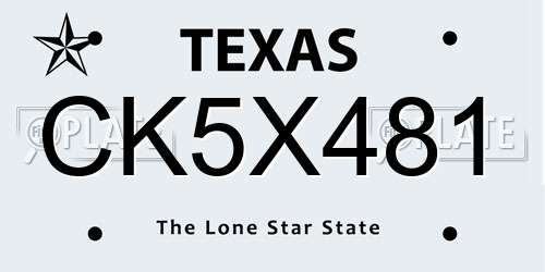 CK5X481 Texas License Plate