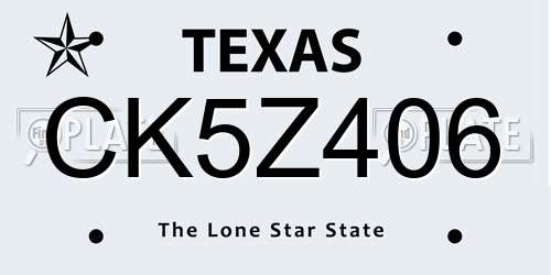 CK5Z406 Texas License Plate