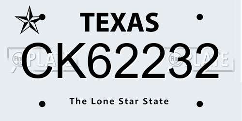 CK62232 Texas License Plate