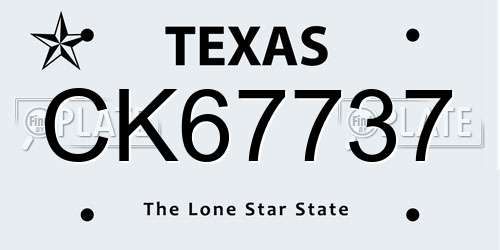 CK67737 Texas License Plate