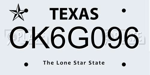 CK6G096 Texas License Plate