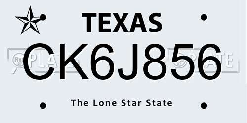 CK6J856 Texas License Plate