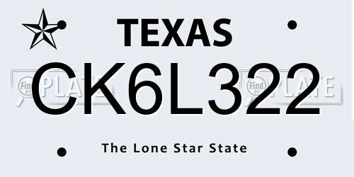 CK6L322 Texas License Plate
