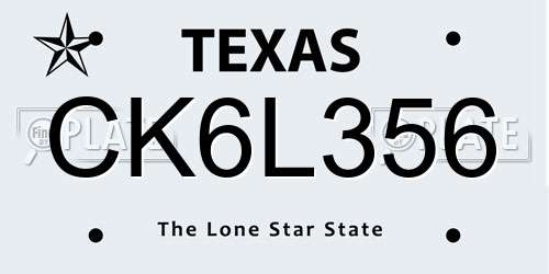 CK6L356 Texas License Plate