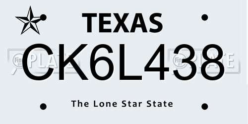 CK6L438 Texas License Plate