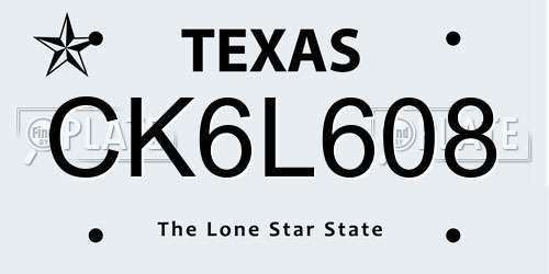 CK6L608 Texas License Plate