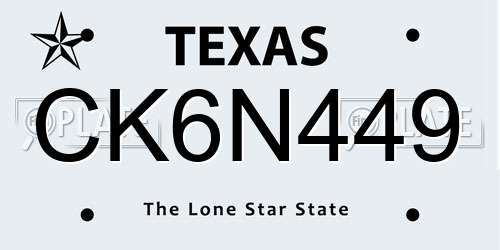 CK6N449 Texas License Plate