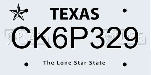CK6P329 Texas License Plate