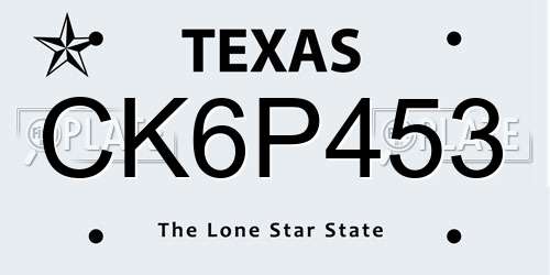 CK6P453 Texas License Plate