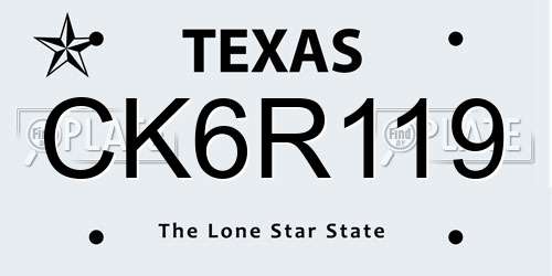 CK6R119 Texas License Plate