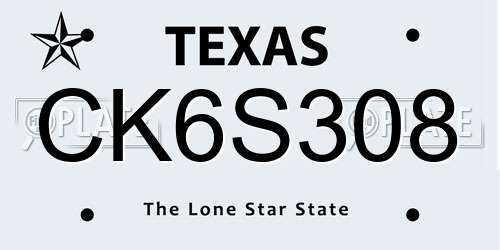 CK6S308 Texas License Plate