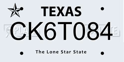 CK6T084 Texas License Plate