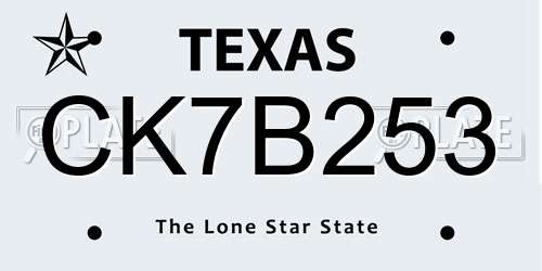 CK7B253 Texas License Plate