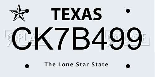 CK7B499 Texas License Plate