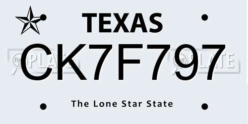 CK7F797 Texas License Plate