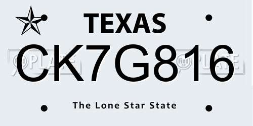 CK7G816 Texas License Plate