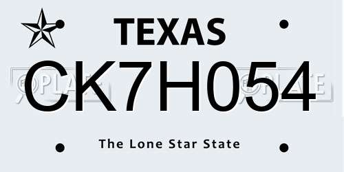 CK7H054 Texas License Plate