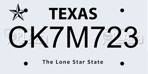CK7M723 Texas License Plate