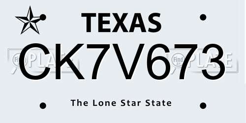 CK7V673 Texas License Plate