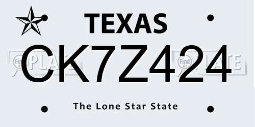 CK7Z424 Texas License Plate
