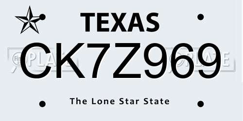 CK7Z969 Texas License Plate