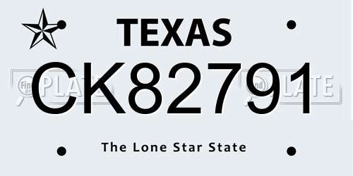CK82791 Texas License Plate